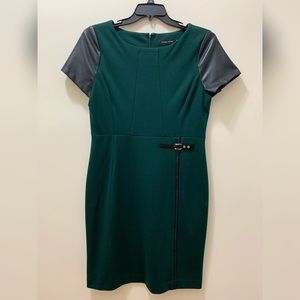 Ivanka Trump forest green dress with faux leather